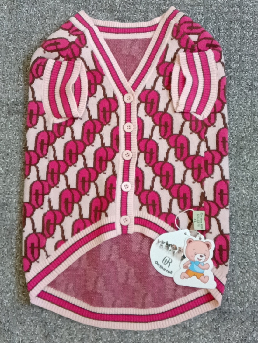 On the roll Knit 🐶 Dog Sweater Pet Pink Pattern Size XL